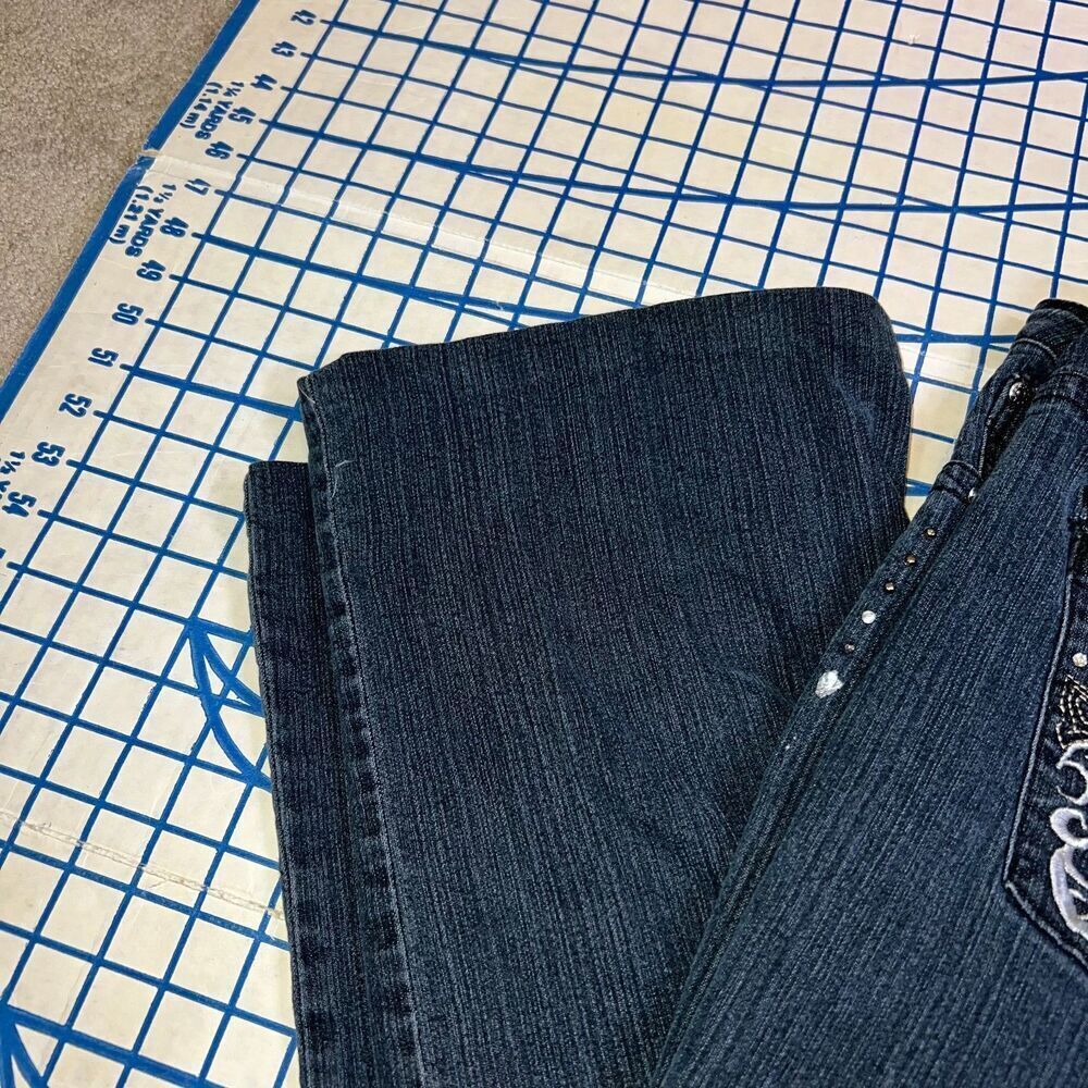 y2k Crest Jeans Size 23/24 Black Retro Grunge Cotton Denim Pants - Picture 6 of 12